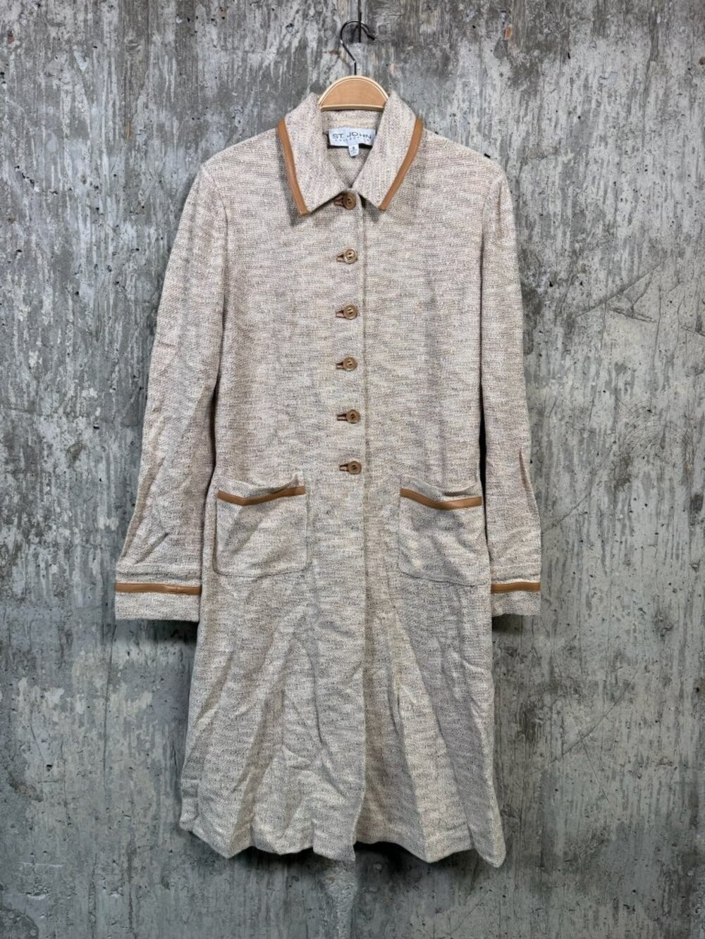 ST. JOHN COLLECTION Women's Classic Metallic Tweed Long Jacket Size 12